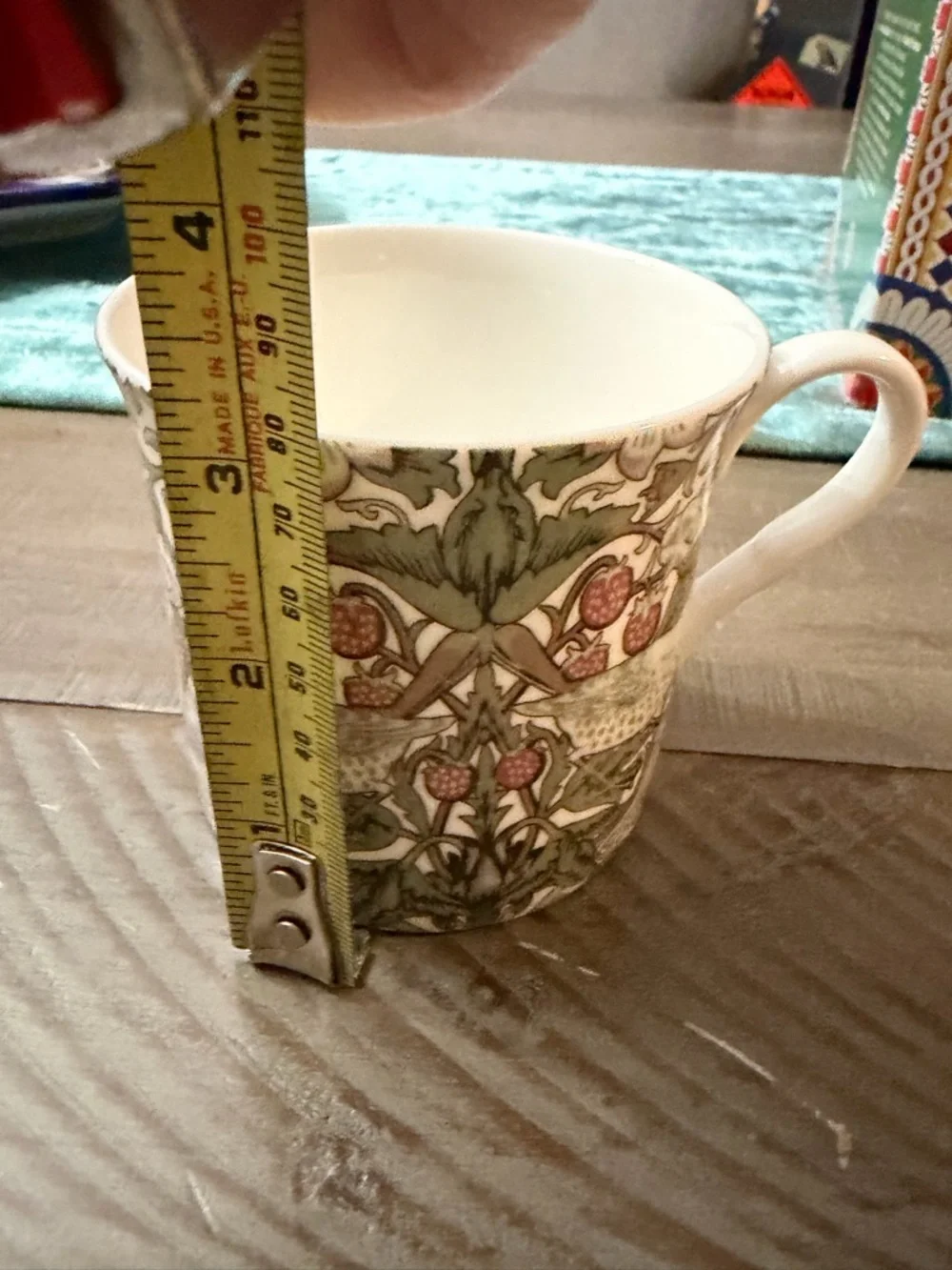 Green and Red Botanical Porcelain Mug